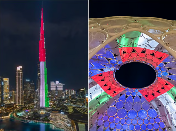 Solidarity in lights: UAE landmarks glow in flag colours as nation unites in pride